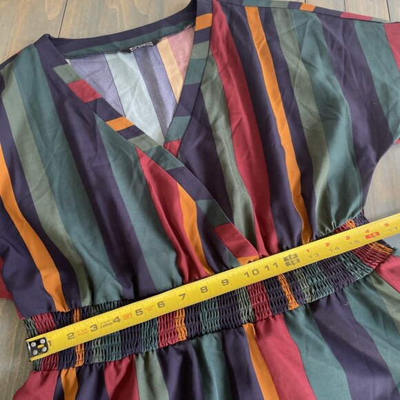 BloomChic Striped Dolman Sleeve Pocket Flutter Wrap Dress - Size 14-16 (Q8) - Picture 7 of 10